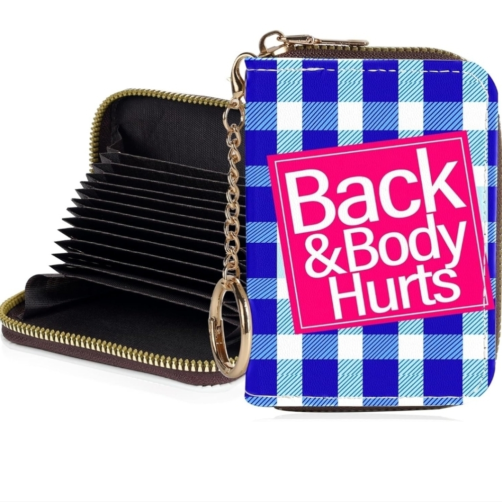 Blue Checkered Wallet with Keychain